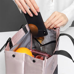 Large Pink Lunch Bag for Women Insulated Thermal Bento Pouch Tote