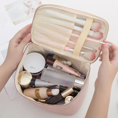 Large Women Cosmetic Bag PU Leather Waterproof Make Up Bag Travel Organizer