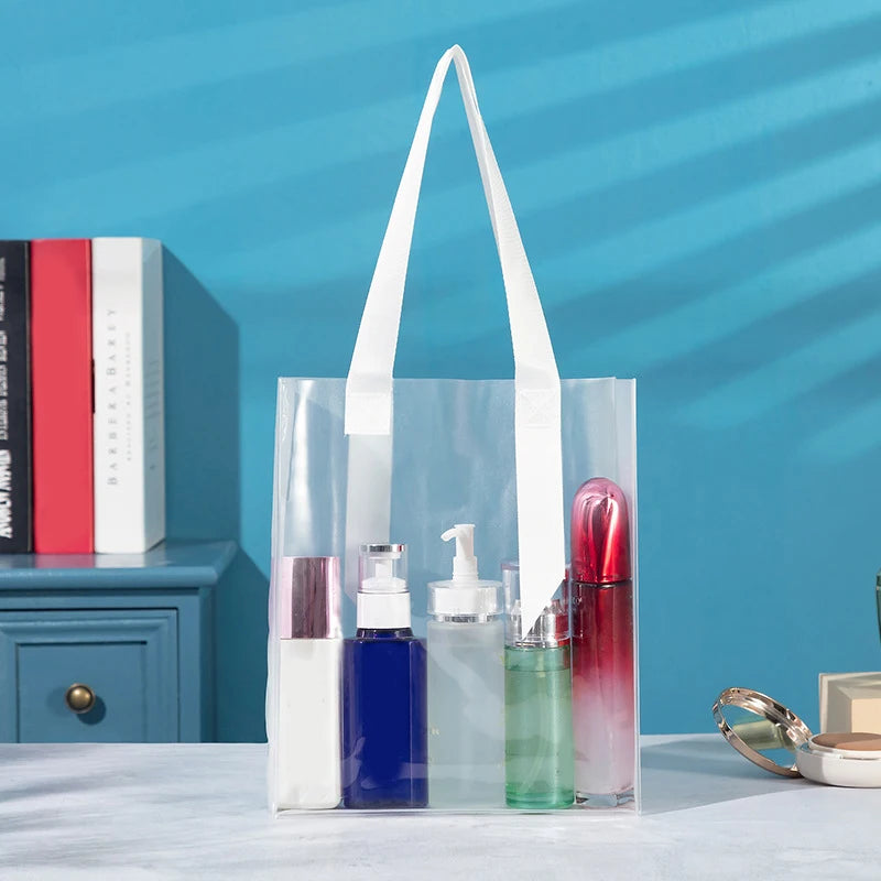 Transparent Frosted Pvc Shopping Bag Large Handbags Reusable