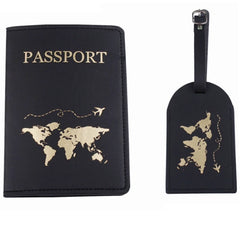 PU Leather Luggage Tag & Passport CASE Wallet for Couples Honeymoon Wedding