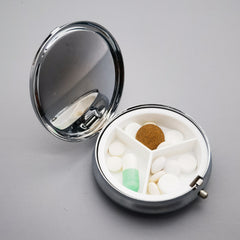 Pill Box 3 Compartment Metal Organizer - Vintage Tree Design