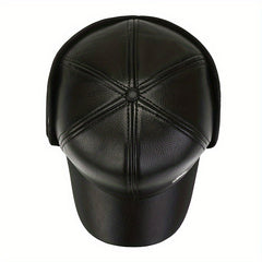 Men's Winter Ear Protection Fleece Leather Hat Outdoor Ski Cap