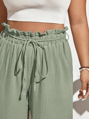  Wide Leg Trousers Elastic High Rise Casual Pants