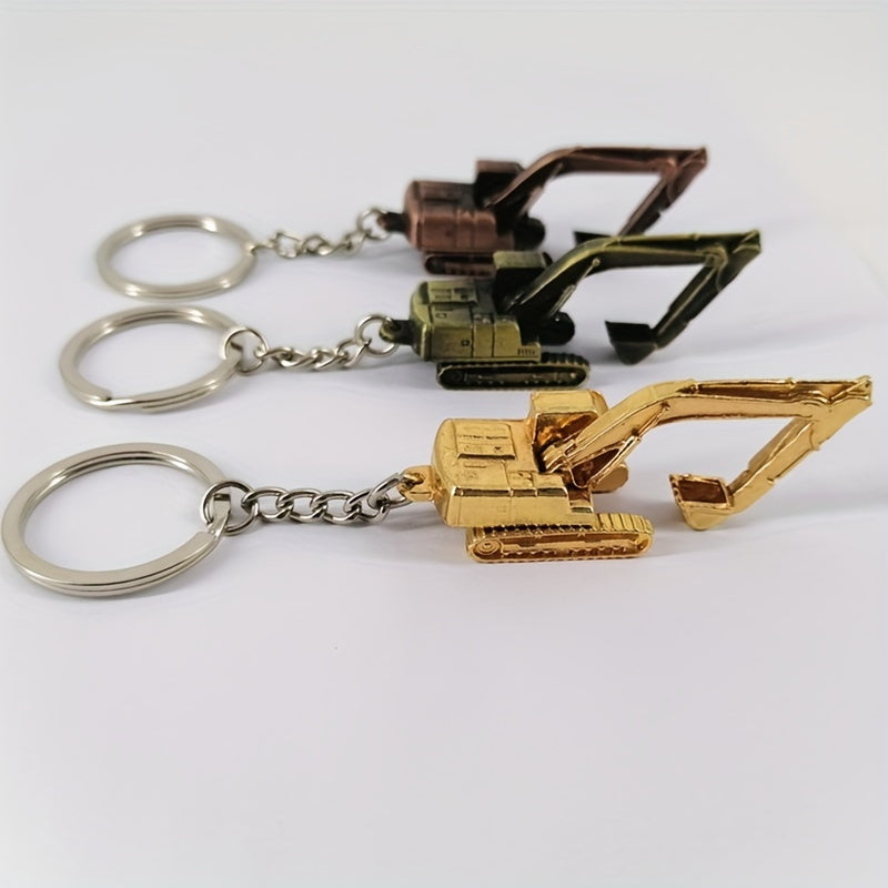 Alloy 3D Excavator Keychain Bag Car Pendant Accessory