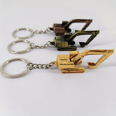 Alloy 3D Excavator Keychain Bag Car Pendant Accessory