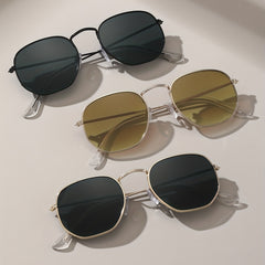 Square Metal Sunglasses Anti Glare UV400