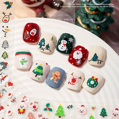 Christmas Manicure Stickers Old Man Elk Head Snowflake Nail Decals