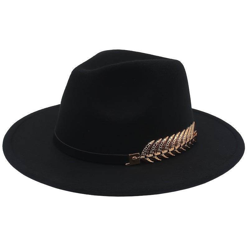 Men's Golden Fishbone Woolen Jazz Hat
