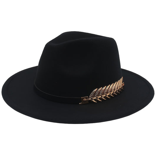 Men's Golden Fishbone Woolen Jazz Hat