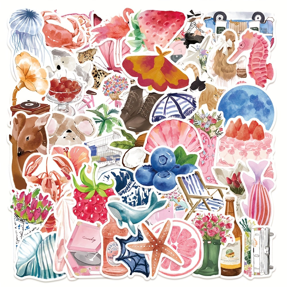 Cartoon Watercolor Theme Stickers Colorful Sealing Stickers