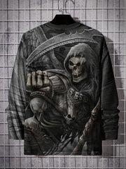 Skeleton 3D Print Men's Long Sleeve Tee Autumn Stylish Tee