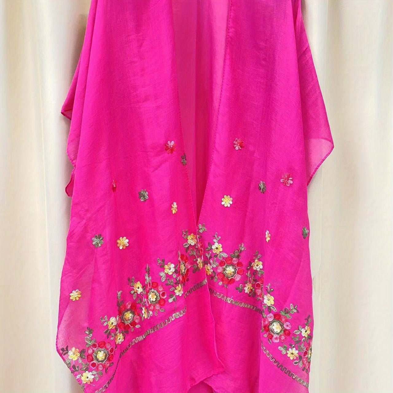 Boho Flower Embroidery Shawl Sunscreen Bikini Cover Up