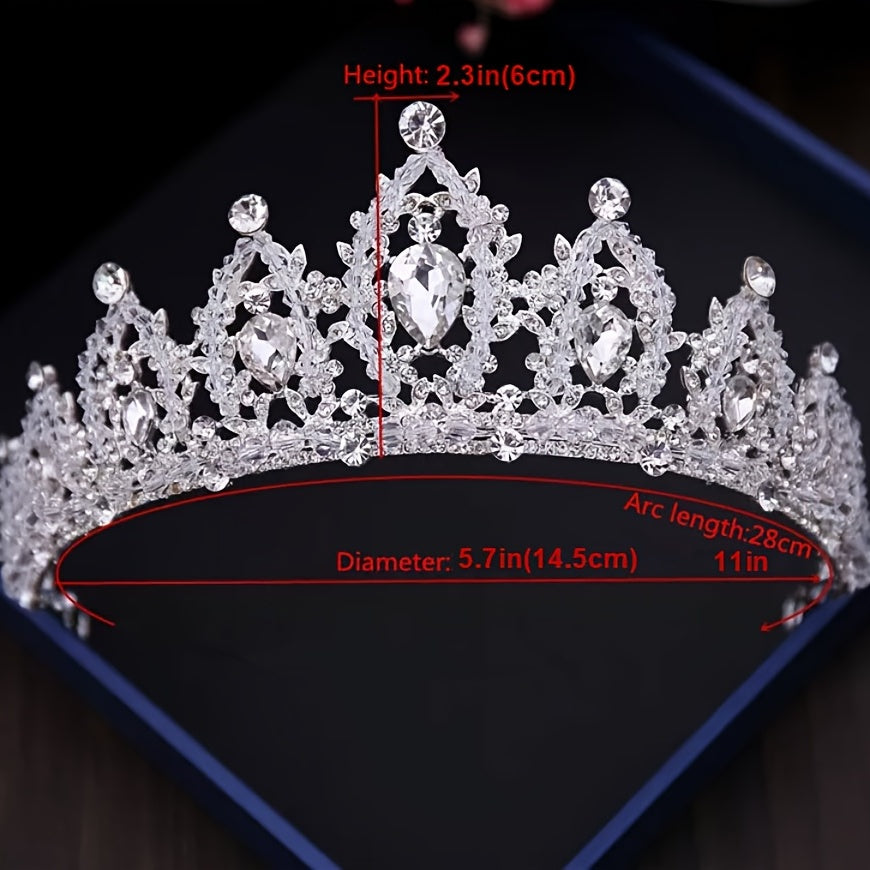 Silvery Rhinestone Crystal Crown Headband Princess Crown