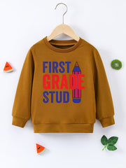 STUD Letter Print Boys Pullover Sweatshirt Crew Neck Tops