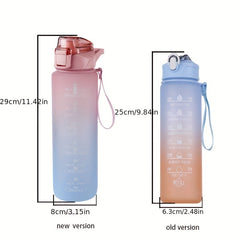 300ml 750ml Motivational Water Bottle With Straw & Time Marker