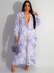  Leopard Print Deep V Neck Maxi Dress