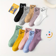 10 Pairs Expression Print Socks Women's Stockings