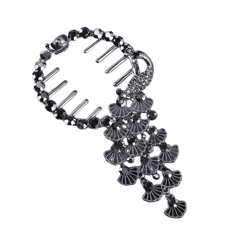 Peacock Rhinestone Crystal Double Side Hair Clip Ladies Hair Accessories