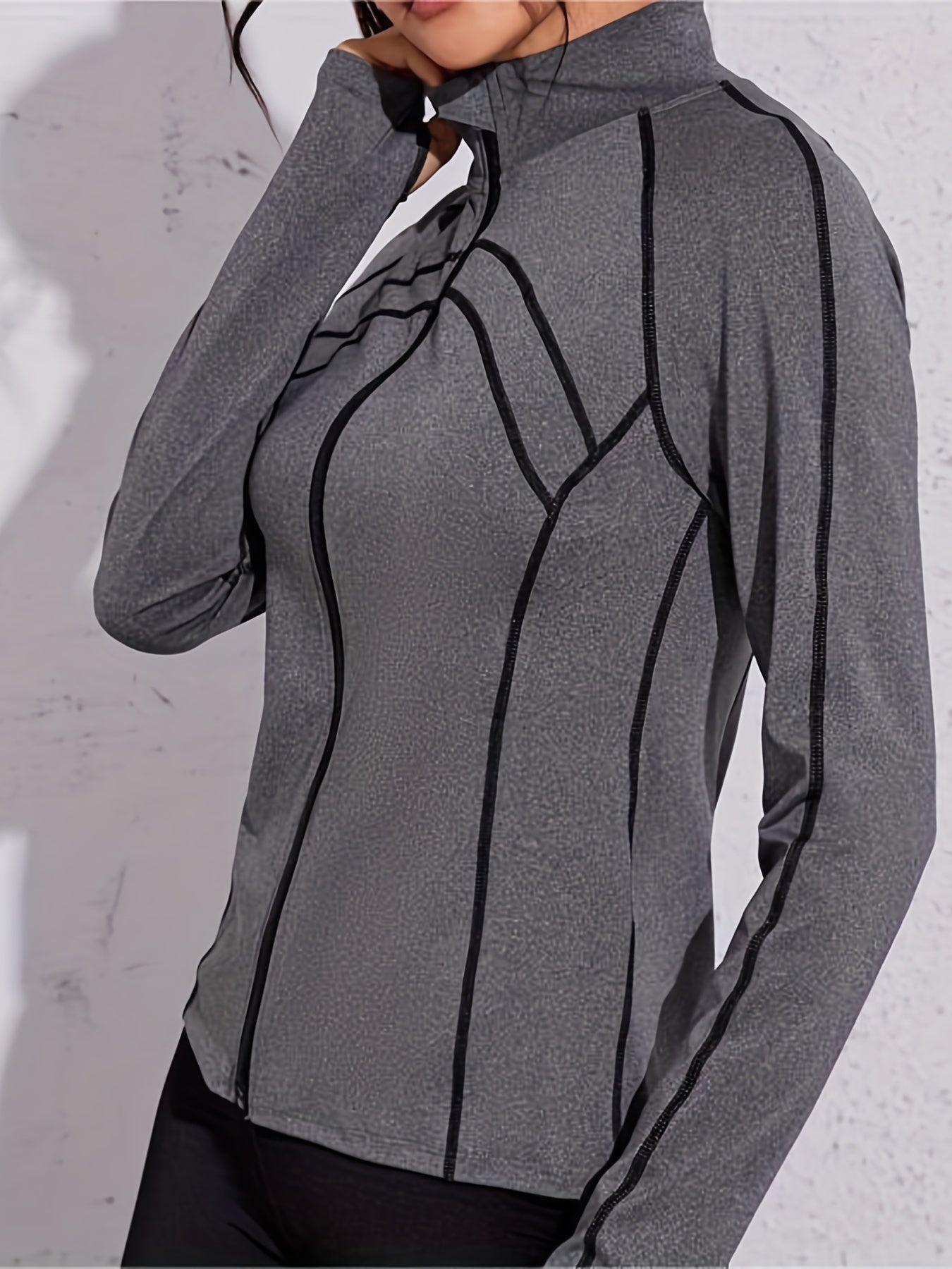 Stand up Collar Zipper Yoga Jacket Long Sleeve