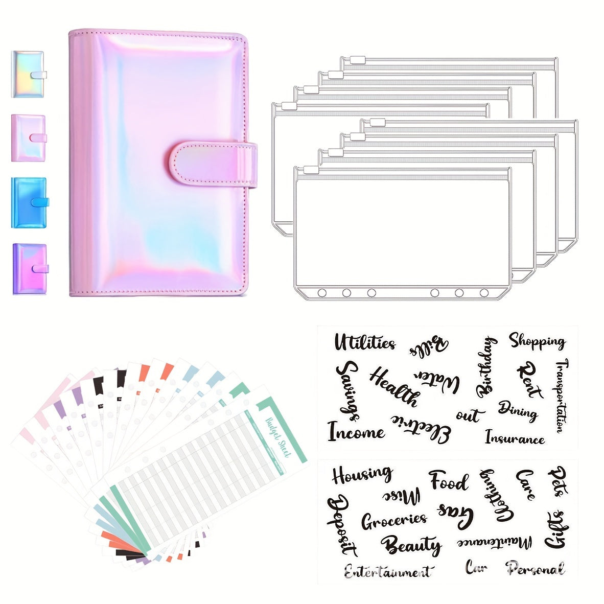 Budget Binder with Zipper Envelopes & Expense Budget Sheets