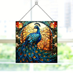 Acrylic Square Christmas Peacock Family Window Decoration