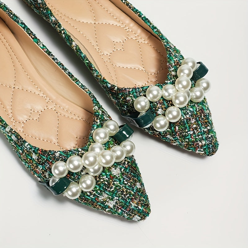 Women's Tweed Ballet Flats Soft Sole Slip On Shoes