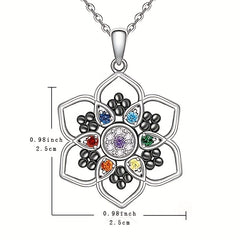 7 Chakra Lotus Pendant Necklace Yoga Healing Stone Energy Balance Jewelry