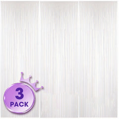 3pcs Metallic Tassel Backdrop Curtains for Party Decor