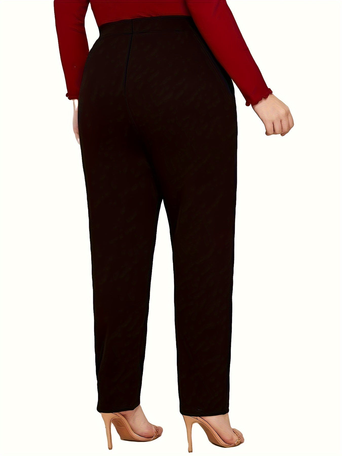 Women's Plus Solid High Rise Medium Stretch Straight Leg Trouser