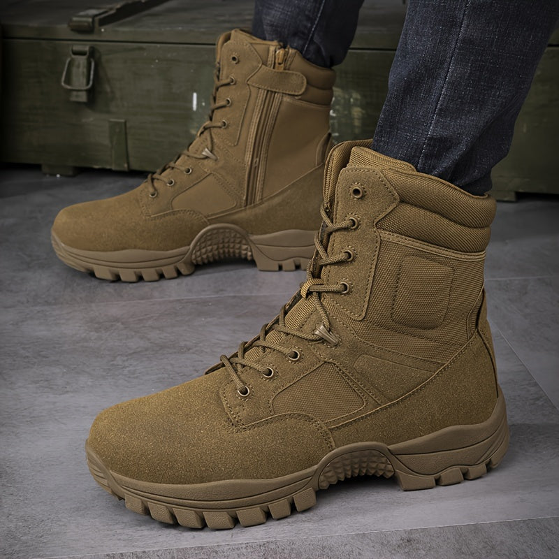 Men's High Top Military Style Hiking Boots for Outdoor Activities