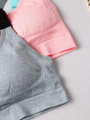 2pcs Cross Back Sports Bra Comfy Workout Colorblock Bra Women's Lingerie