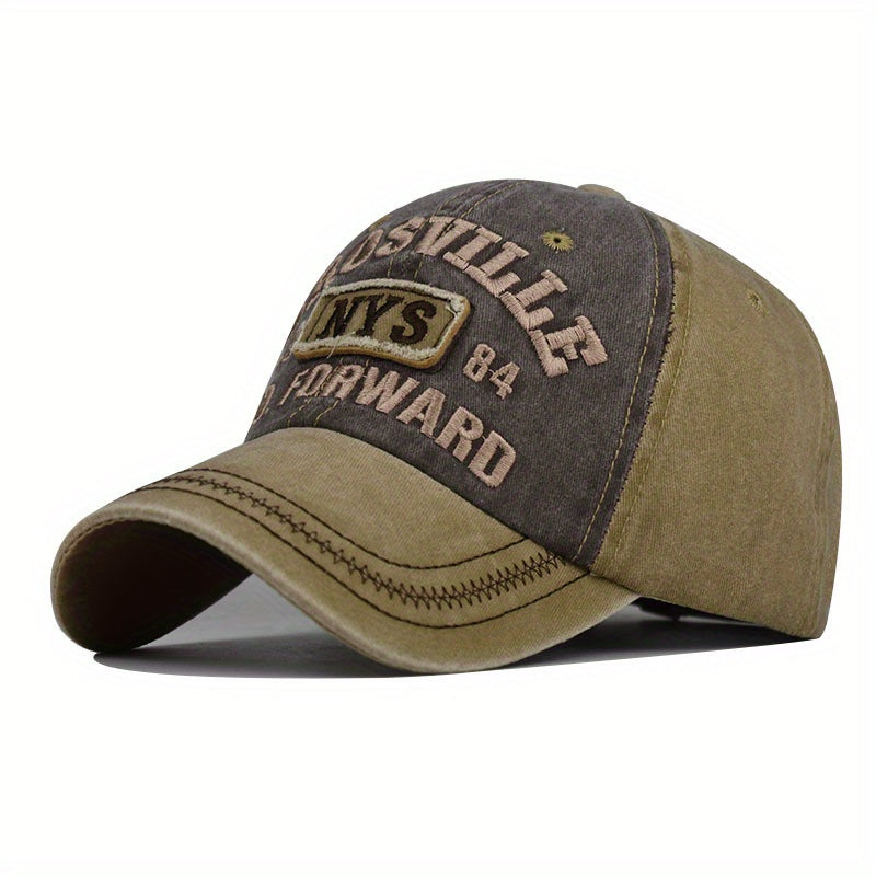 Distressed Cotton Baseball Cap with Hat Letter Embroidery