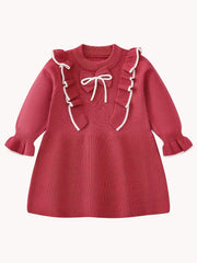 Ruched Trim Flower Pattern Dress for Toddler Girls