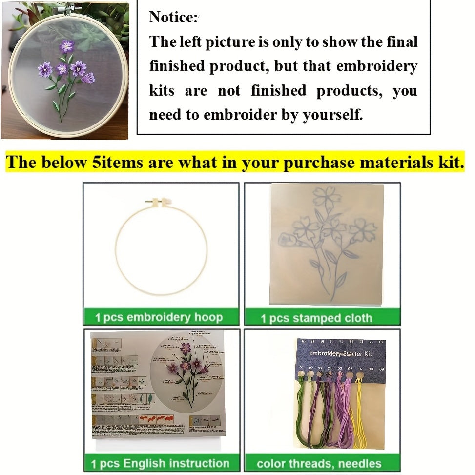 DIY Embroidery Kit for Mother's Gift - Hoop, Needles, Threads