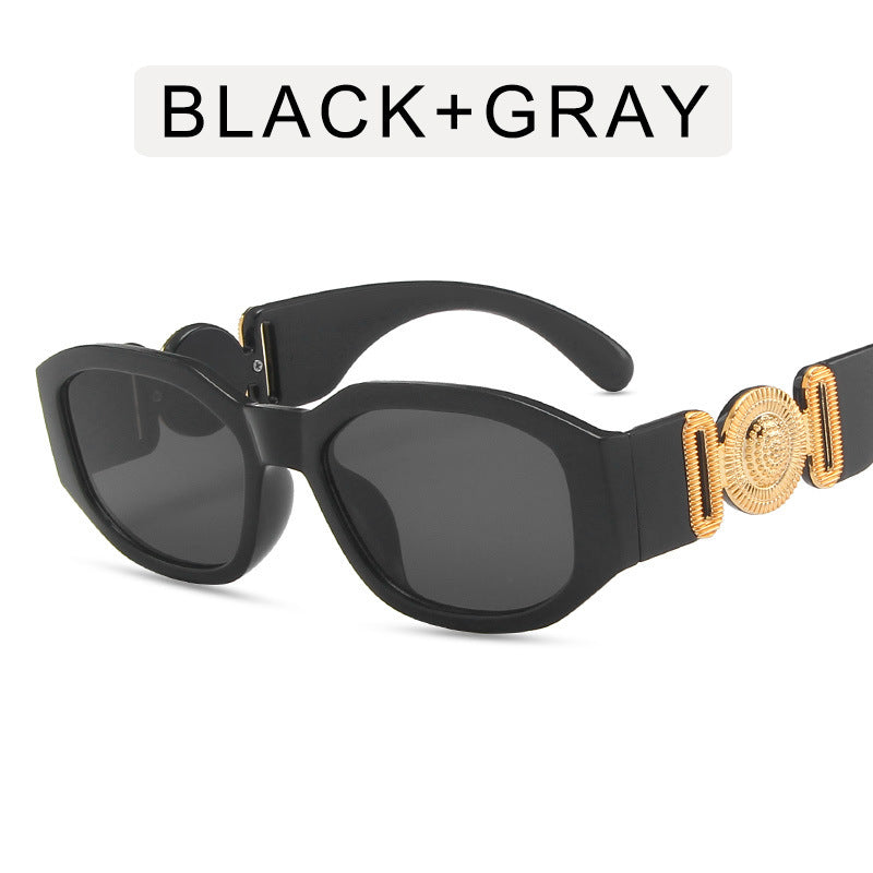 Small Polygonal Vintage Sunglasses Thick Temple Gradient Women Shades
