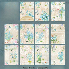 30pcs Vintage Flower Butterfly Paper Retro Lace Journal Collage Background