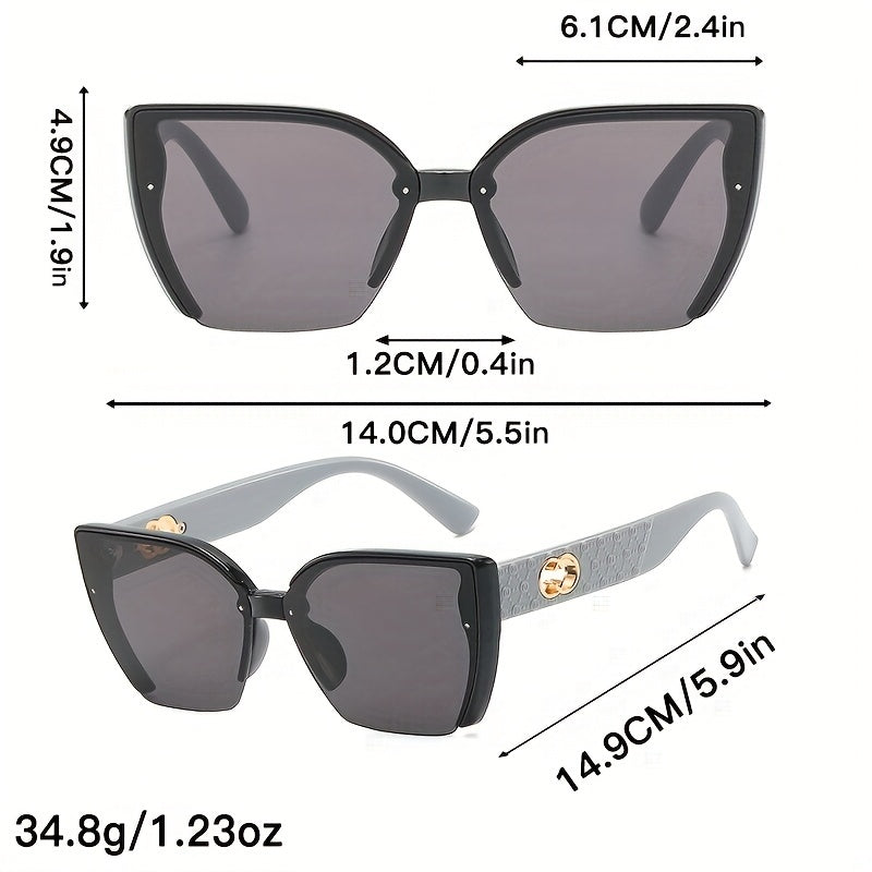 Cat Eye Sunglasses For Women Men Semi Rimless UV400 Sun Shades Glasses