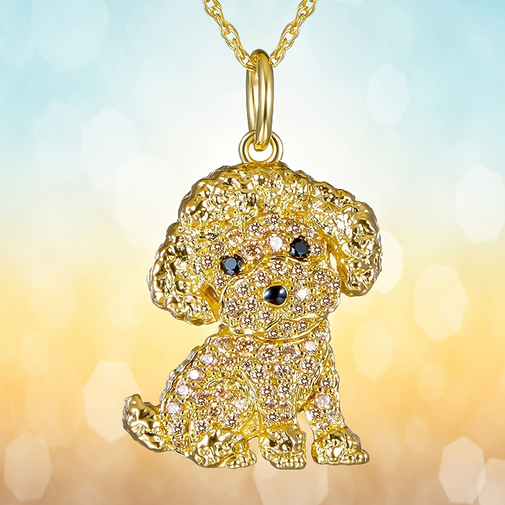 Poodle Sparkling Rhinestone Pet Pendant Necklace Dog Animal Jewelry