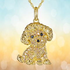 Poodle Sparkling Rhinestone Pet Pendant Necklace Dog Animal Jewelry