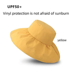 Wide Brim Sun Hat Solid Sunscreen Foldable Bucket Hats Cotton Beach Travel