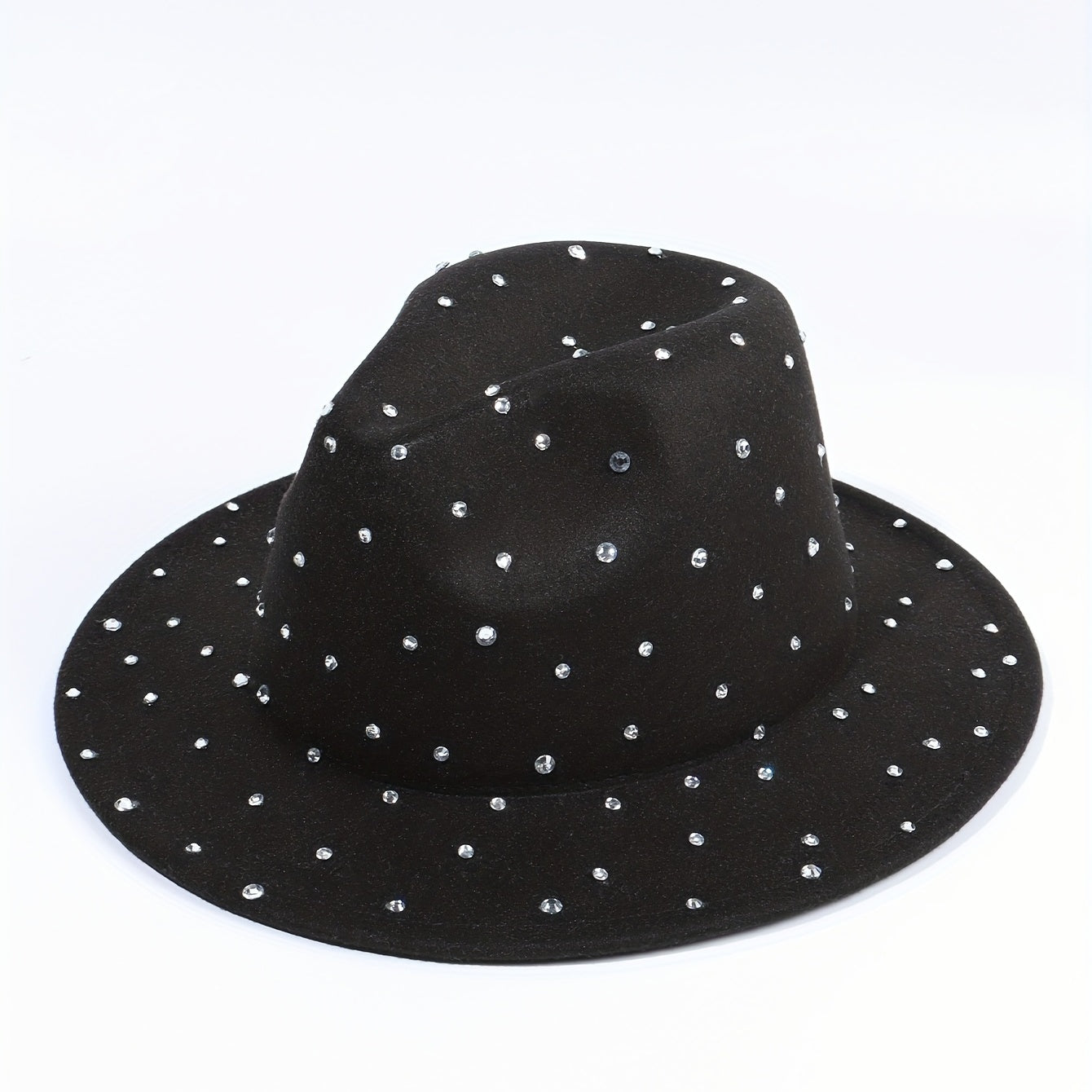 Y2K Rhinestone Decor Fedora Cap Unisex Jazz Hats Lightweight Felt Hat