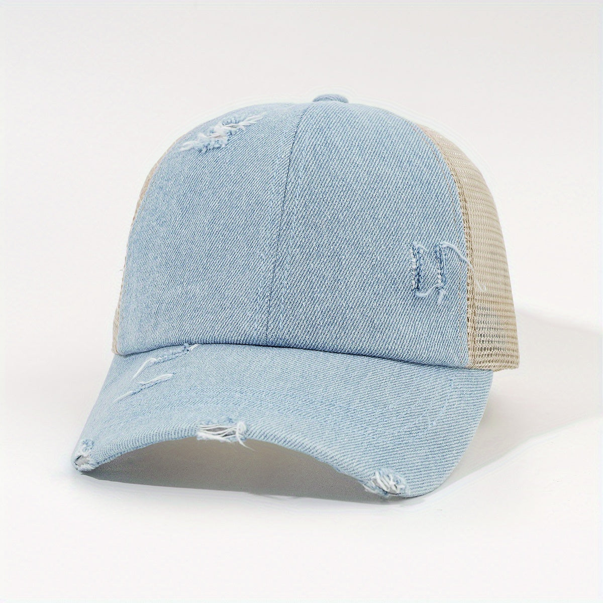 Leopard Print Ponytail Baseball Cap Mesh Trucker Hat