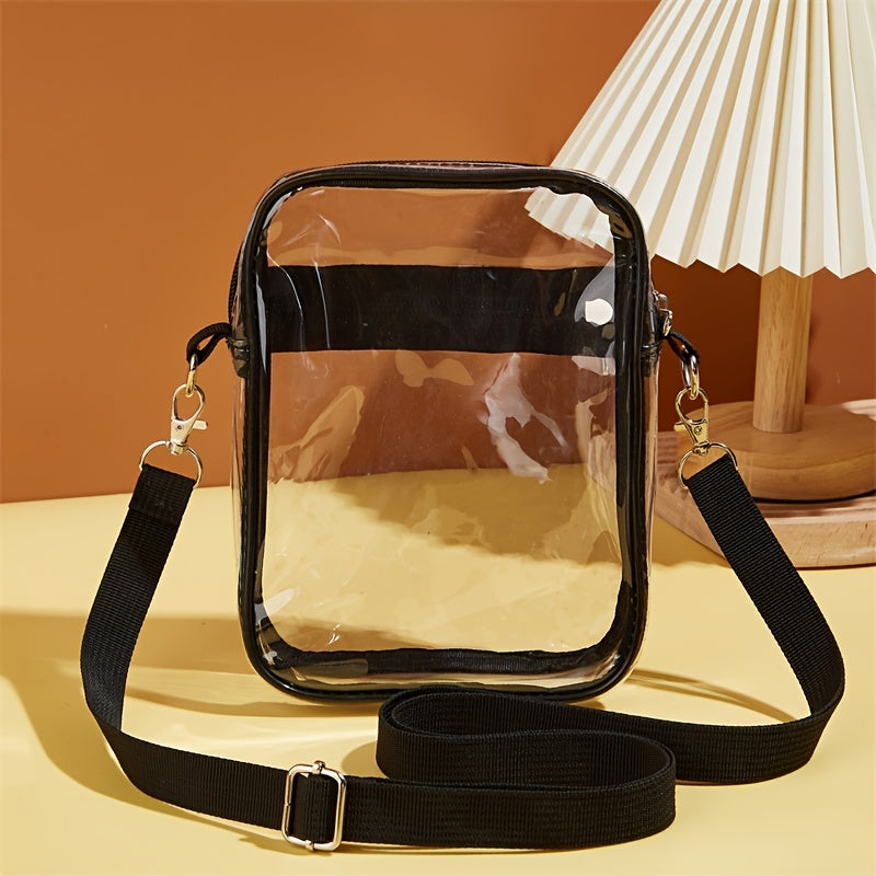 Clear Crossbody Bag PVC Square Phone Purse Zipper Beach Shoulder Bag 9 Inch