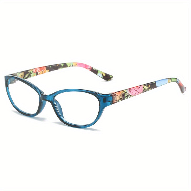 Floral Cat Eye Light Block Reading Glasses Clear Lens Anti Eyestrain