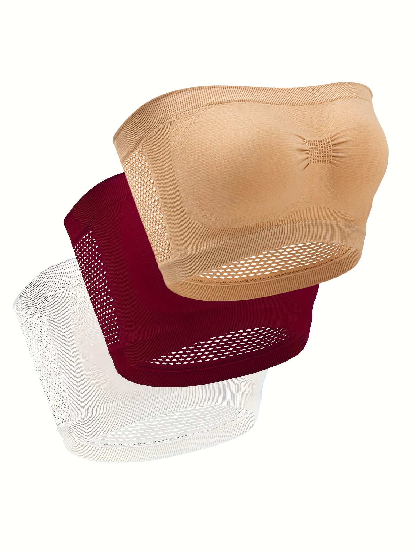 3pcs Strapless Bandeau Bras Comfy & Breathable Women's Everyday Bra