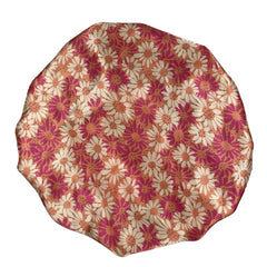 Milk Silk Wide Brim Bonnet Daisy Printed Satin Ladies Hair Cap