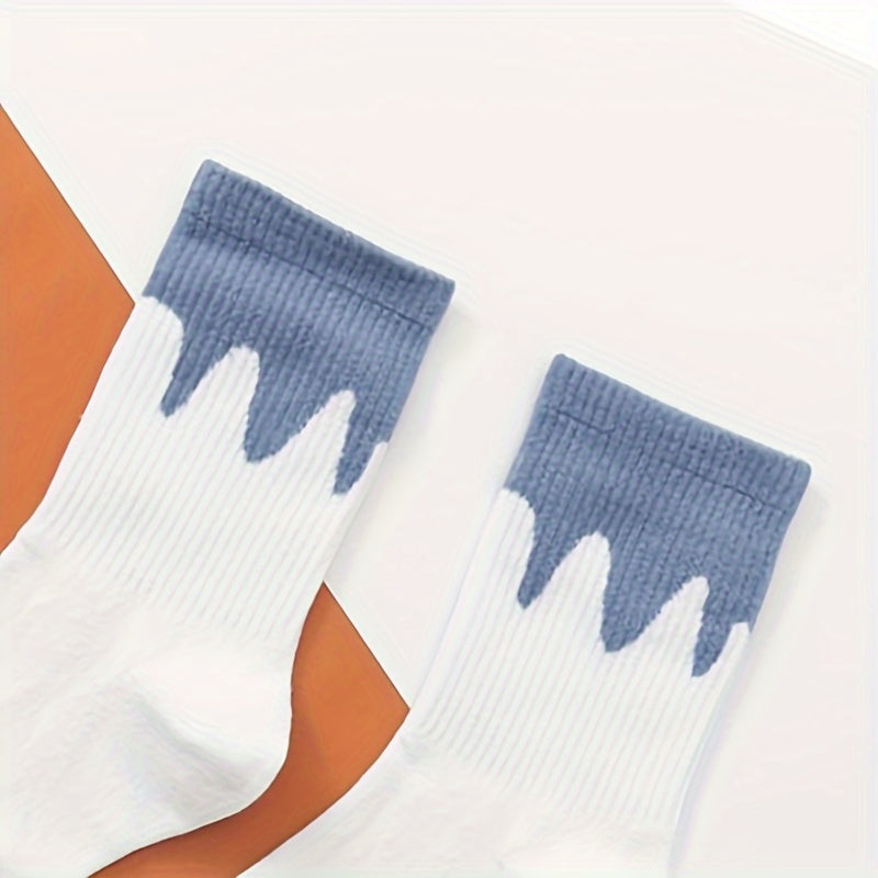 10 Pairs Plaid & Striped Print Socks Women's Stockings & Hosiery