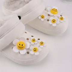 8pcs Cartoon Sunflower Shoe Charm Acrylic Shoe Buckle Clogs Shoe DIY Accessories