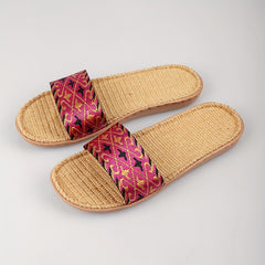 Colorful Knit Slides Open Toe Soft Beach Shoes