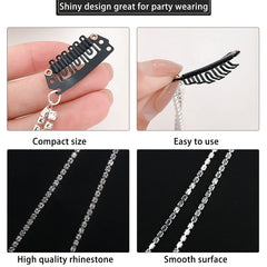 Rhinestone Chain Tassel Hair Clips Headband For Bride